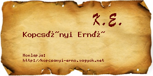 Kopcsányi Ernő névjegykártya